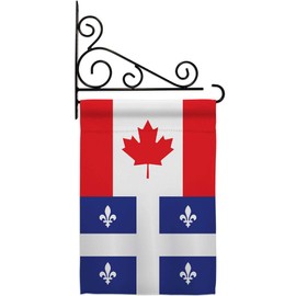 Canada Quebec Garden Flag Set Wall Holder Regional Provinces Canadian Territories Region Country Particular Area Small Decorative Gift Yard House Banner Double-Sided Made In USA 13 X 18.5