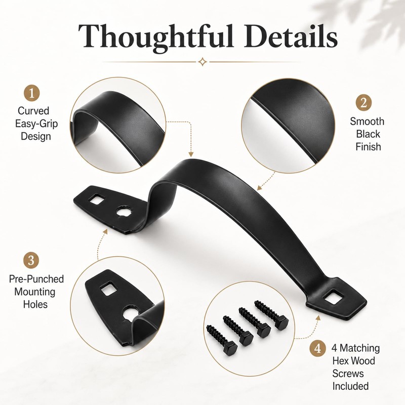 2 Pack Gate Handle Pulls, 10-3/8" Heavy Duty Steel Black