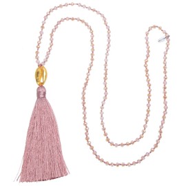 KELITCH Women's Gold Chain Necklace Tassel Peace Sign Necklaces Turquoise Agate Mixed Necklace Tassel Necklace, Pearl Crystal, Pearl