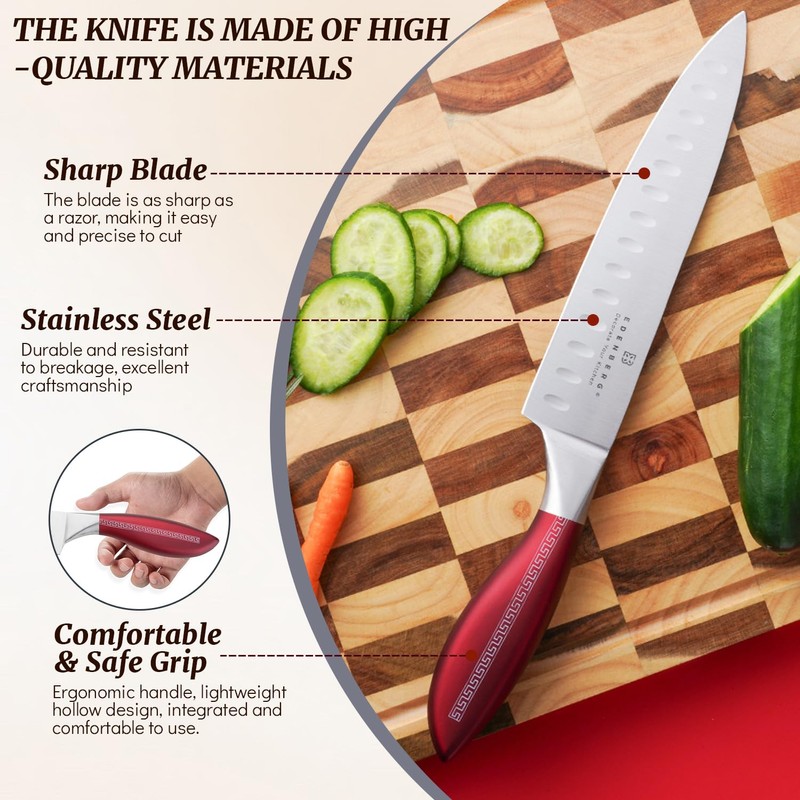 Knife Block Set,8-piece Kitchen Knife Set with Rotatable Storage Stand,