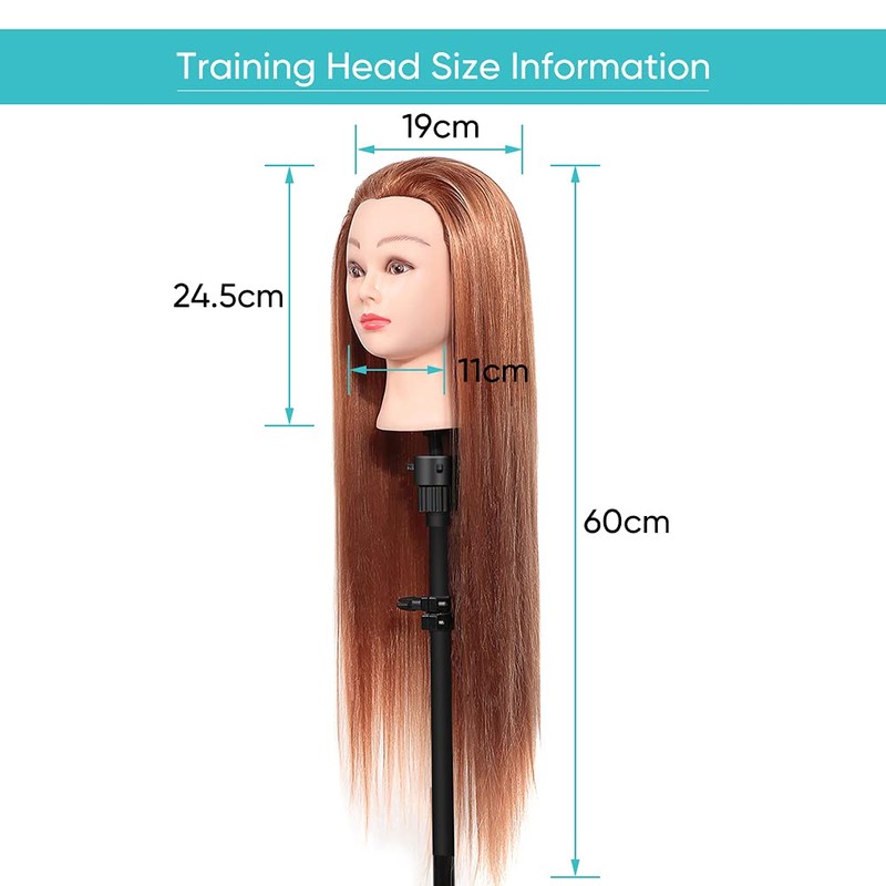 Yosoo Health Gear Hairdressing Head Real Hair, Mannequin Head, Brown