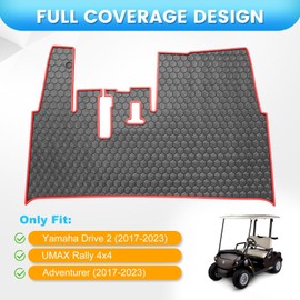 Golf Cart Floor Mat for Yamaha Floor Mat, 3/10" Thickness Rubber Full Coverage, Fit for Yamaha Drive2, QuieTech, Adventurer, UMAX Rally 4x4 Red