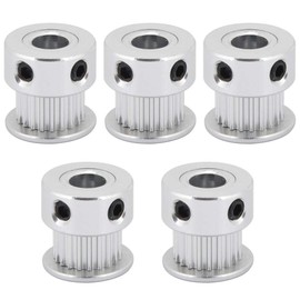 Richer for 5 x GT2 Timing Belt Pulley 20 Teeth 6.35 mm Bore 5pcs Aluminium Drive Belt Pulley Wheel Timing Belt Kit, Large Spare Parts for 3D Printer Silberig