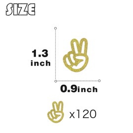 ShuanQ 120pcs Peace Sign Hand Confetti - Gold Glitter Peacekeeper Paper Scatter for Birthday Party Table Decoration - 2nd Birthday Peace Themed Party Supplies