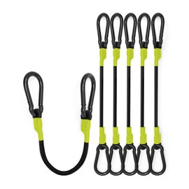 8 Pcs 36 Inch Heavy Duty Carabiner Bungee Cord Outdoor with 190 Lbs Max Break Strength, Black/Yellow Bungee Straps with Upgraded Carabiner Hooks for Luggage Rack, Cargo, Hand Carts, Bike, Camping, etc