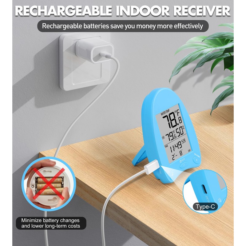DeeprBlu Solar Digital Pool Thermometer Wireless | Floating Thermometer with