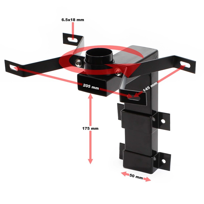 Wiltec Wall Mount Black 50 x 120 x 250 mm
