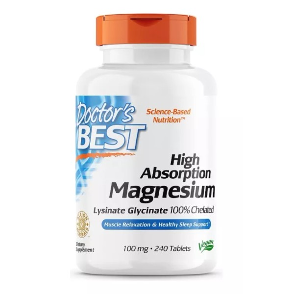 Doctor's Best Magnesio De Alta Absorción 100mg (240 Tabletas) Americano #1