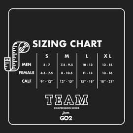 Go2Socks GO2 Team Gear Compression Socks for Men Women Nurses Runners 15-20 mmHg (Medium) - Best Performance Recovery Circulation Stamina Maternity Travel - (FI L)