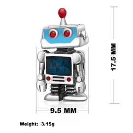 Heartbeats Robot Charms 925 Sterling Silver Smart Robot Charms Fits European Bracelet, Sterling Silver