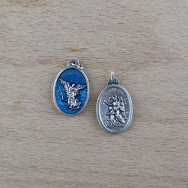 Eurofusioni Silver Plated Medal Saint Michael The Archangel and The Guardian Angel - 10 Pieces