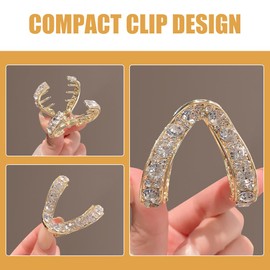 Beaupretty Hair Claw Clips High Ponytail Holder Rhinestone Metal Claw Clips Hair Accessories for Women Golden