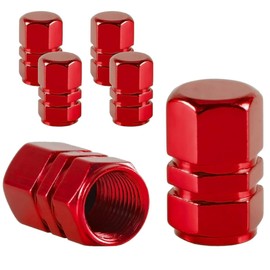 JacobsParts Tire Valve Stem Caps, 4 pcs/Pack, Anodized Aluminum Corrosion Resistant Universal Tire Valve Cap Set for Cars, SUVs, Bikes, Trucks and Motorcycles, Red