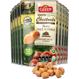 Gefen Organic Whole Peeled and Roasted Chestnuts, 3oz (12 Pack) | Chestnuts Peeled and Ready to Eat | Great for Cooking & Baking | Gluten Free | Kosher