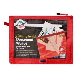 Premto (A4+ Size, Ketchup Red), Extra Durable Mesh Bag, Smart Envelope Design, Waterproof Pouch for School Office Supplies, Zipper Pouch, Secure Zip Closure, Travel Bag