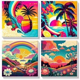 SENQAO Framed Paint by Numbers for Adults Kids Beginners - 4 Pack Princess Paint by Numbers for Kids Ages 8-12, Kids Paint by Number Kits on Canvas, DIY Oil Painting Acrylic Art Crafts, 8x8in