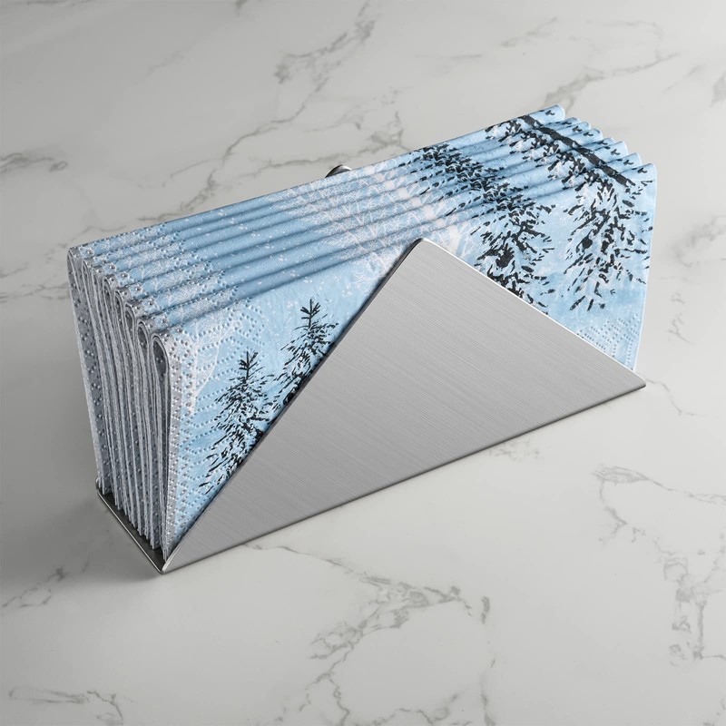 Stainless Steel Napkin Holder,Minimalistic Triangular Metal Napkin Holder,Cocktail Napkin Dispenser