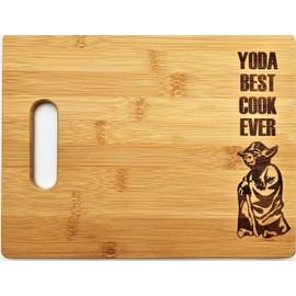 Yoda Best Cook Ever 8.5"x11" Engraved Bamboo Wood Cutting Board with Handle Gift charcuterie butter board