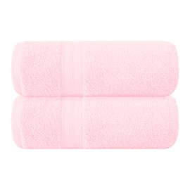 BOUTIQUO Cotton 2 Pack Oversized Bath Towel Set, Large Bath Towels 27x54, Ultra Soft, Absorbent, Compact, Quick Drying and Lightweight, Eco-Friendly and 100% Recyclable Towel Set - Pink