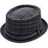 FIDRA Checked Porkpie Hat with Stripe Band, 2 Colours (Charcoal