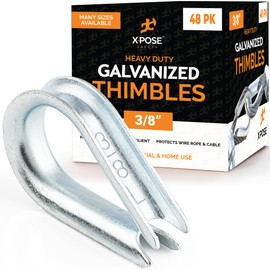 Galvanized Steel Thimbles for Wire Rope - 3/8 Inch - Marine Rigging, Sailing, Boat Anchor, Fishing, Railing, DIY, Hobby, Commercial, Industrial Applications - by Xpose Safety Pack of 48