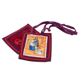 Purple Scapular of Marie-Julie Jahenny | Made of Wool | Full Color Artwork | Wear or Display in Home | Great Catholic Gift for First Holy Communion or Confirmation