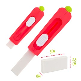 STARPLAST FRUIT AND VEGETABLE Erasers Rectangular shape, rubber dispenser, 5 colors - GREEN