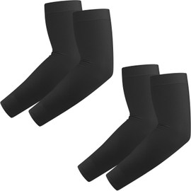 Amzpas 2 Pairs Cooling UV Protection Arm Warmers UPF 50+, UV Sun Protection Arm Warmers for Men and Women, Elastic, Breathable, Non-Slip, Outdoor Sports, Professional Sun Protection Arm Warmers, Black
