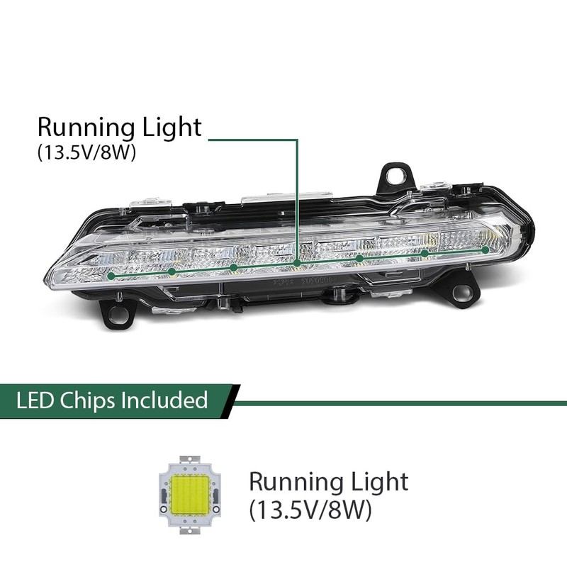 LQI Left DRL LED Daytime Running Fog Light Lamp Compatible