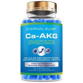 Eternal Elixir Calcium Alpha-Ketoglutarate 500mg per Capsule - 90 Capsules for Cellular Energy, Bone Health, Metabolic Function, and Healthy Aging Support