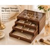 Wooden Jewelry Box Transparent Window Rings Necklace Storage Organizer Box