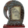 GURU SHOP Standing Picture Frame in Elephant Shape, Blue, Mango