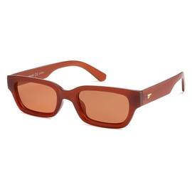VANLINKER Polarized Trendy Small Skinny Square Cat Eye Sunglasses for Women Retro Vintage Shades VL9846,Brown