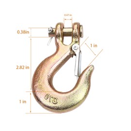 4Pack Clevis Slip Hook, 5/16 Inch Clevis Safety Hook with Safety Latch, Heavy Duty Forged G70 Chain Hook for Truck Trailer Winch Transport Tow Chain Hook,3/4 in Opening,14,000 Lb Capacity