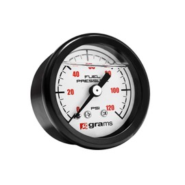 Grams Performance 120psi Fuel Pressure Gauge Wht Face G2-99-1200W, White