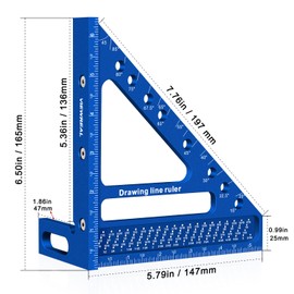 ViewReal Quick-Set 3D Measuring Square - Multi-Angle Carpenter's Tool with Angle Pin for Woodworking,Imperial Line Ruler, Essential Woodcraft Layout Aid