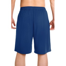 WiWi - Pantalones cortos de pijama de viscosa de bambú para hombre, ligeros, de punto suave, pantalones cortos para dormir, ropa de descanso con bolsillos, S-3X, A-blue Depth, Large