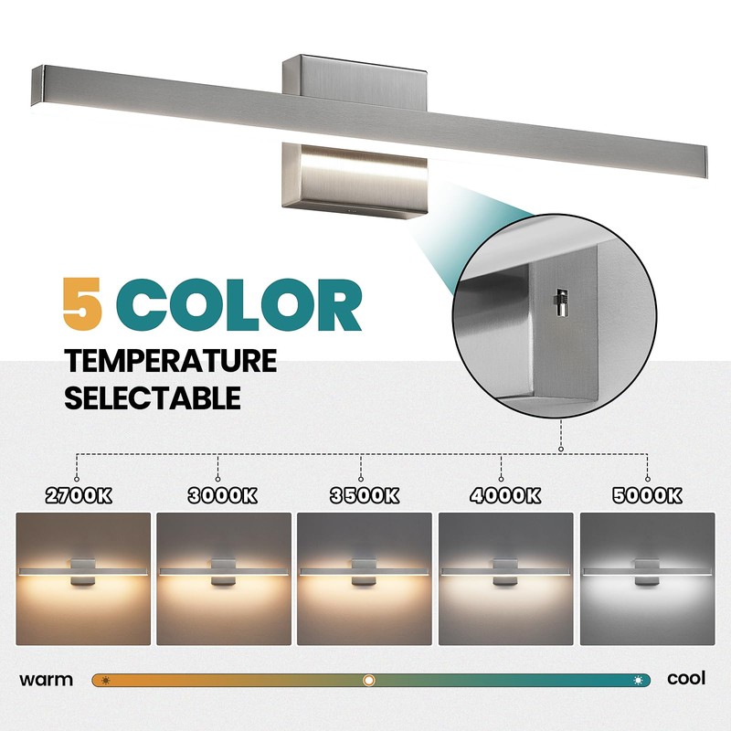 KAISITE Modern Vanity Light Brushed Nickel Bathroom Light Fixture Over