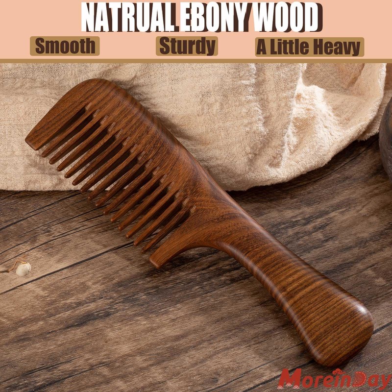 Wooden Comb, Wide Tooth Comb for Scalp Massage & Distribute