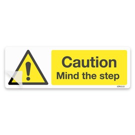 Caution Mind The Step Warning & Hazard Safety Vinyl Sign 200x60cm