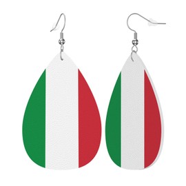 Italy Flag Leather Earrings Dangle Earrings Lightweight Teardrop Earrings For Women