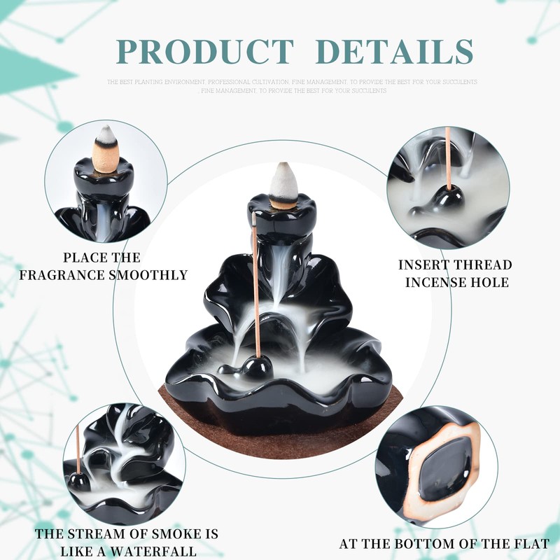 Backflow Incense Burner Incense Holder with 20 Pieces Backflow Incense