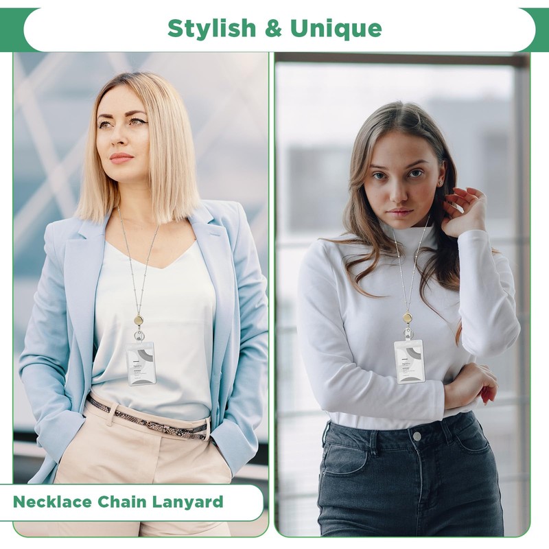 2 Pcs Necklace Badge Holder for Women Zinc Alloy Badge