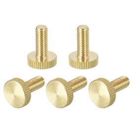 sourcing map Knurled Thumb Screws, M6x16mm Flat Brass Bolts Grip Knobs Fasteners for Home, Electronic, Machine 5Pcs