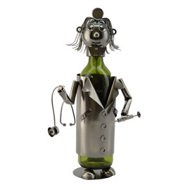 WINE BODIES Lady Doctor Metal Wine Bottle Holder, Charcoal
