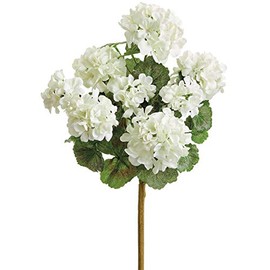 TenWaterloo White UV Protected Outdoor Artificial Geranium Bush - 18" Tall