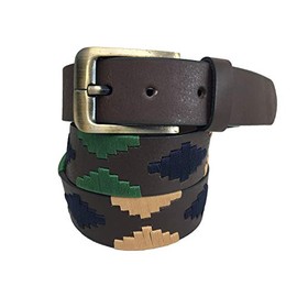CARLOS DIAZ Mens Womens Premium Unisex Brown Leather Embroidered Designer Polo Belt (105 cm/ 40-42 Inches)