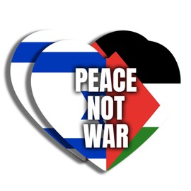 Peace Not War Israel Palestine Heart Sticker - Proud Supporting Peace Not War Political Sticker - Premium Quality Vinyl Bumper Stickers 2-Pack | 5-Inch on Widest Side | Made in USA FHJ1365