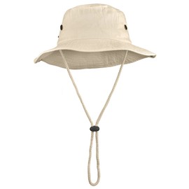 Wide Brim Hiking Fishing Safari Boonie Bucket Hats 100% Cotton UV Sun Protection for Men Women Outdoor Activities L/XL Putty
