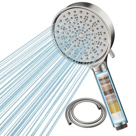 Cobbe Hard Water Filter Shower Head and Hose Brushed Nickel